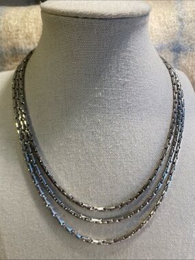 Vintage Silver Tone Multi-Strand Necklace Choker Statement Collar